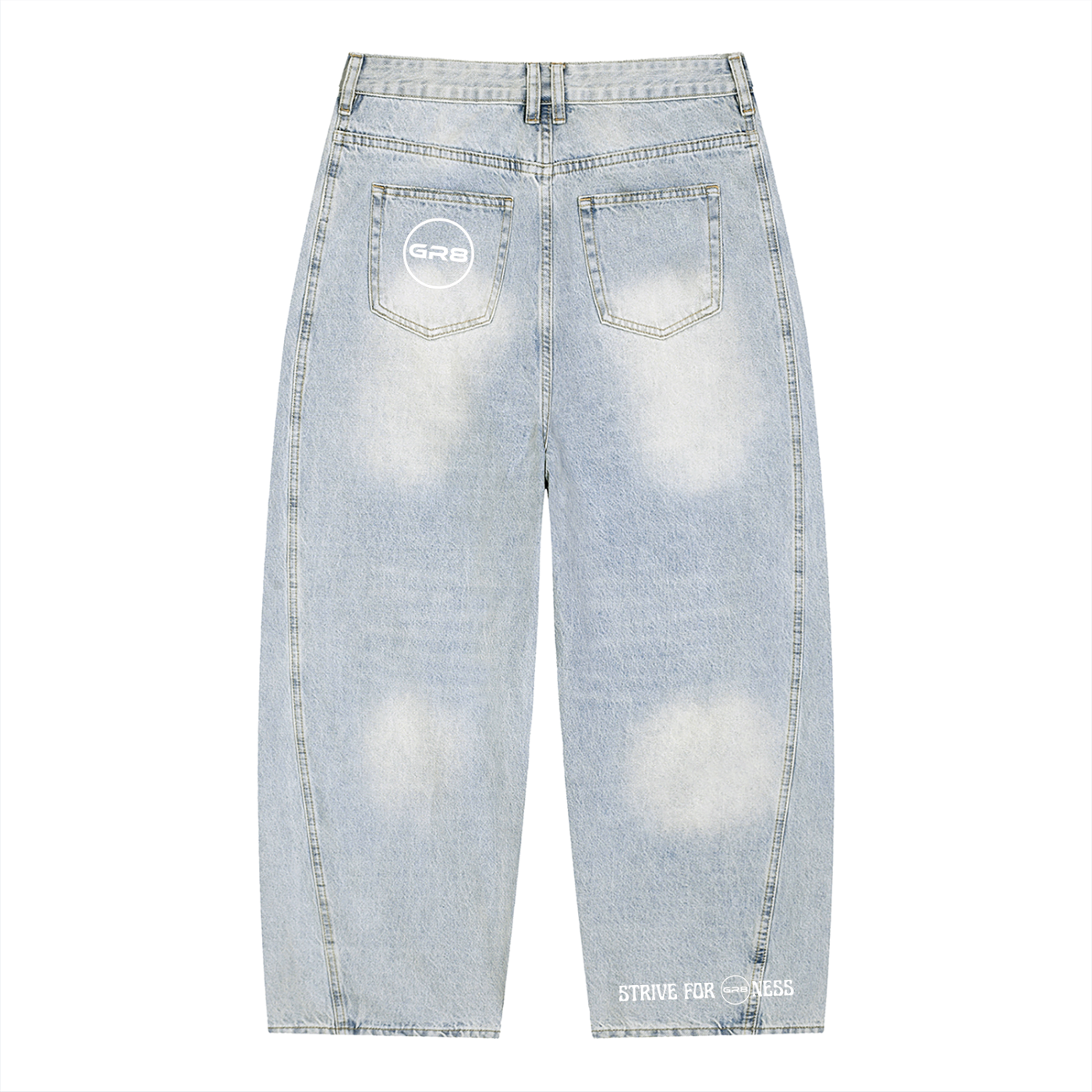GR8 Men's Vintage Wash Sunfade Barrel Leg Jeans