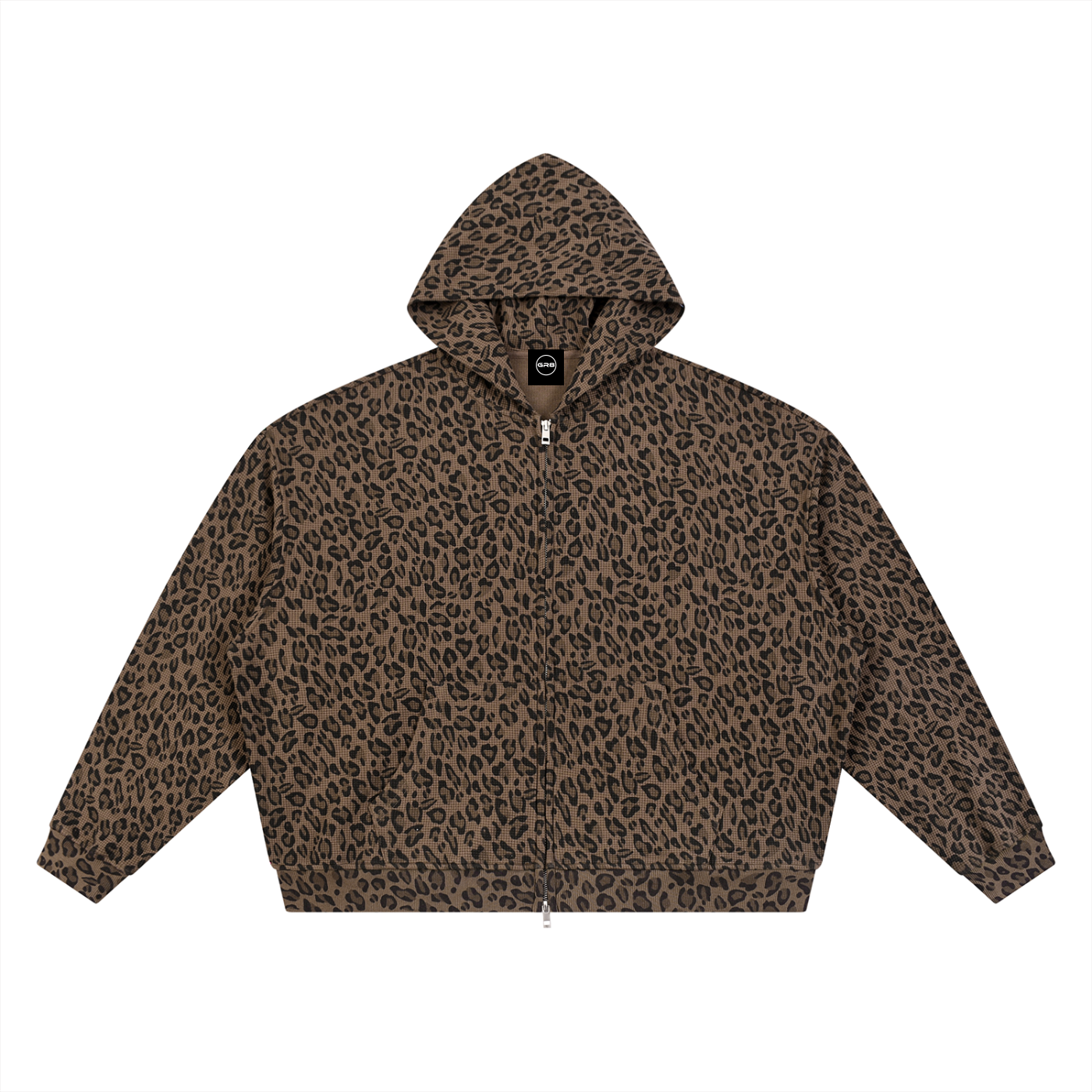 GR8 Unisex Leopard Print Waffle Full Zip Hoodie