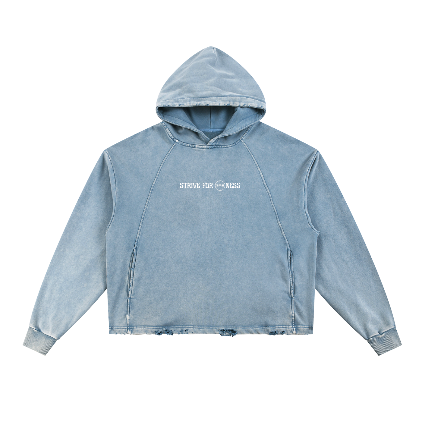GR8 Unisex Vintage Washed Frayed-Hem Hoodie