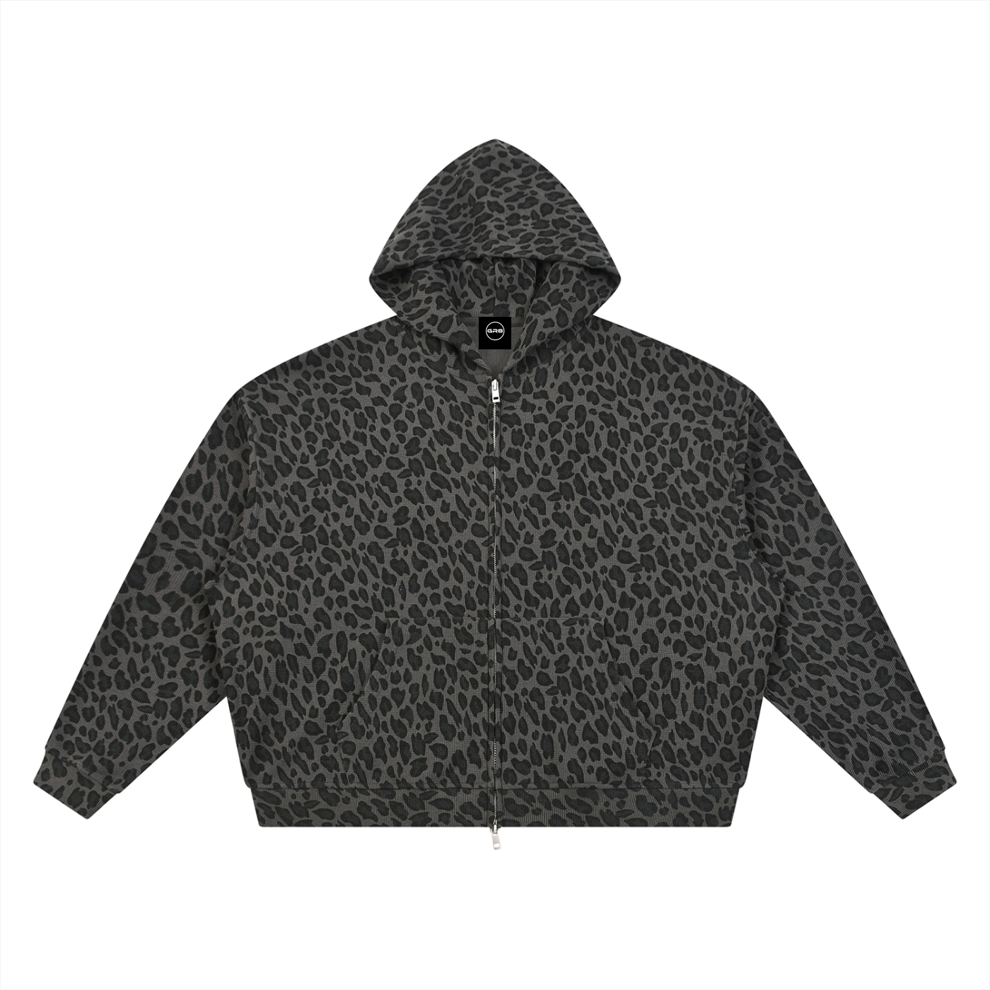 GR8 Unisex Leopard Print Waffle Full Zip Hoodie