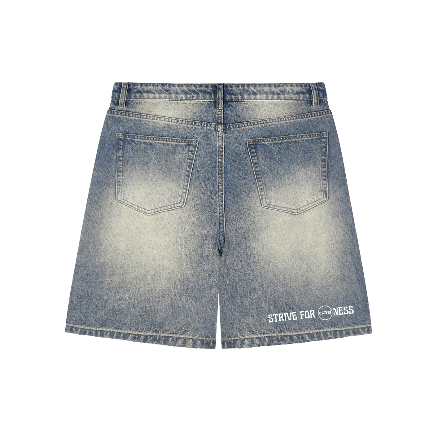 GR8 Unisex Faded Distressed Baggy Denim Shorts
