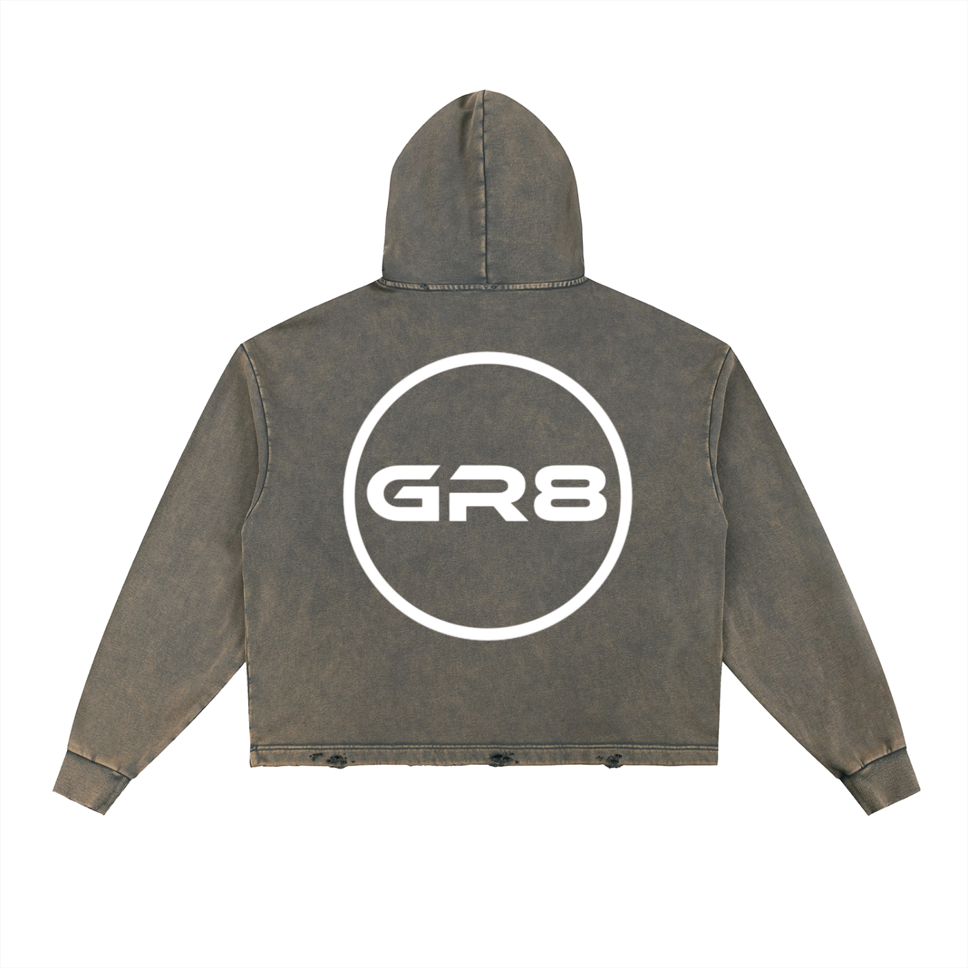 GR8 Unisex Vintage Washed Frayed-Hem Hoodie