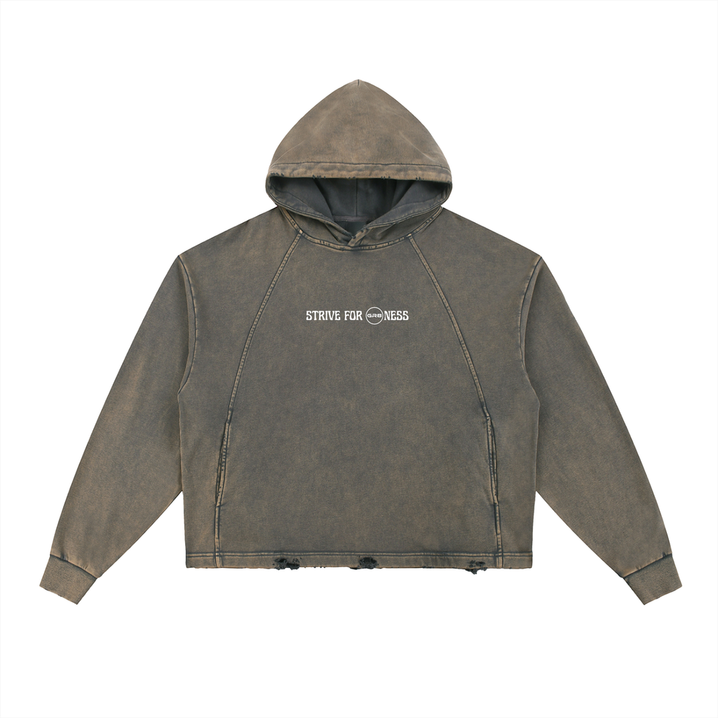GR8 Unisex Vintage Washed Frayed-Hem Hoodie