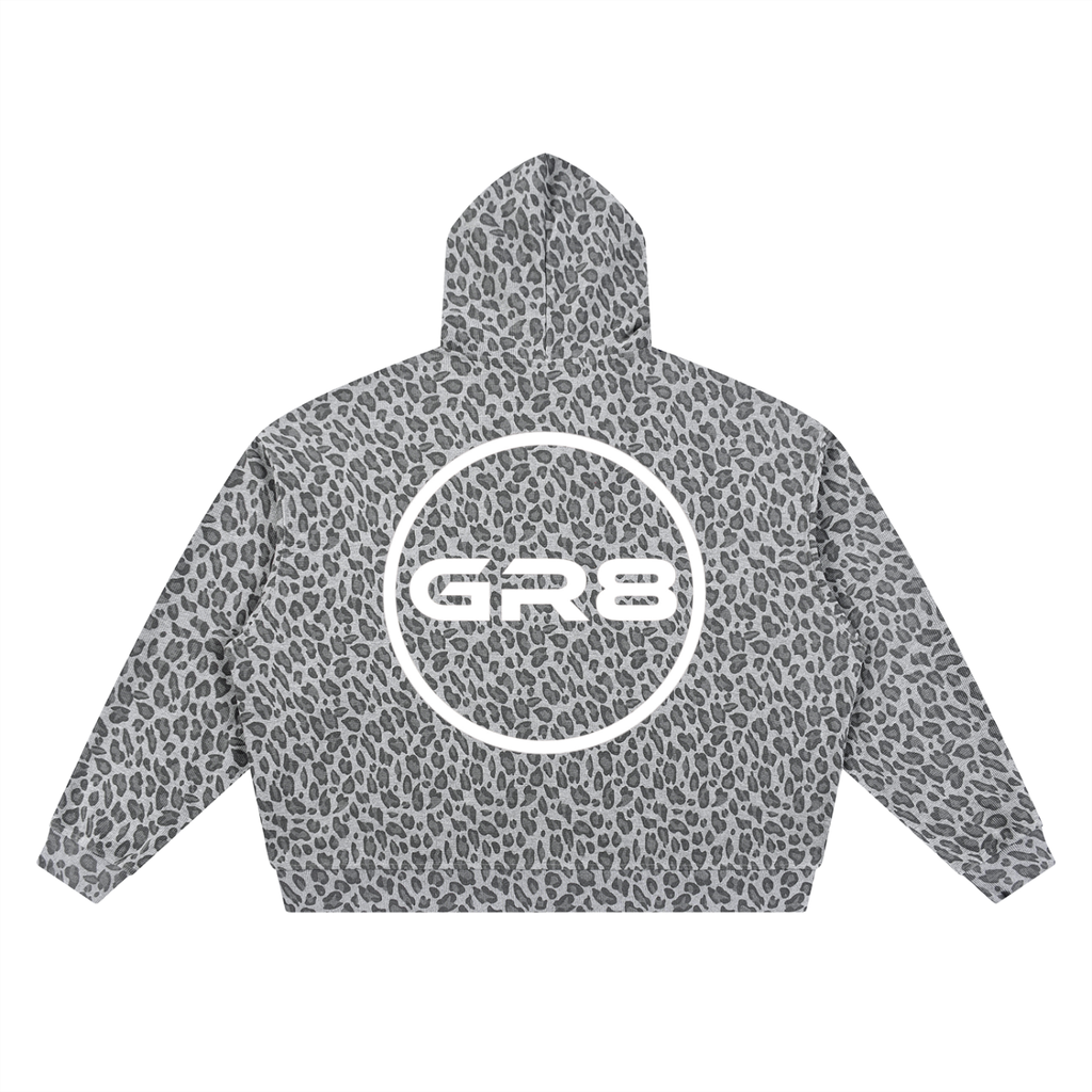 GR8 Unisex Leopard Print Waffle Full Zip Hoodie