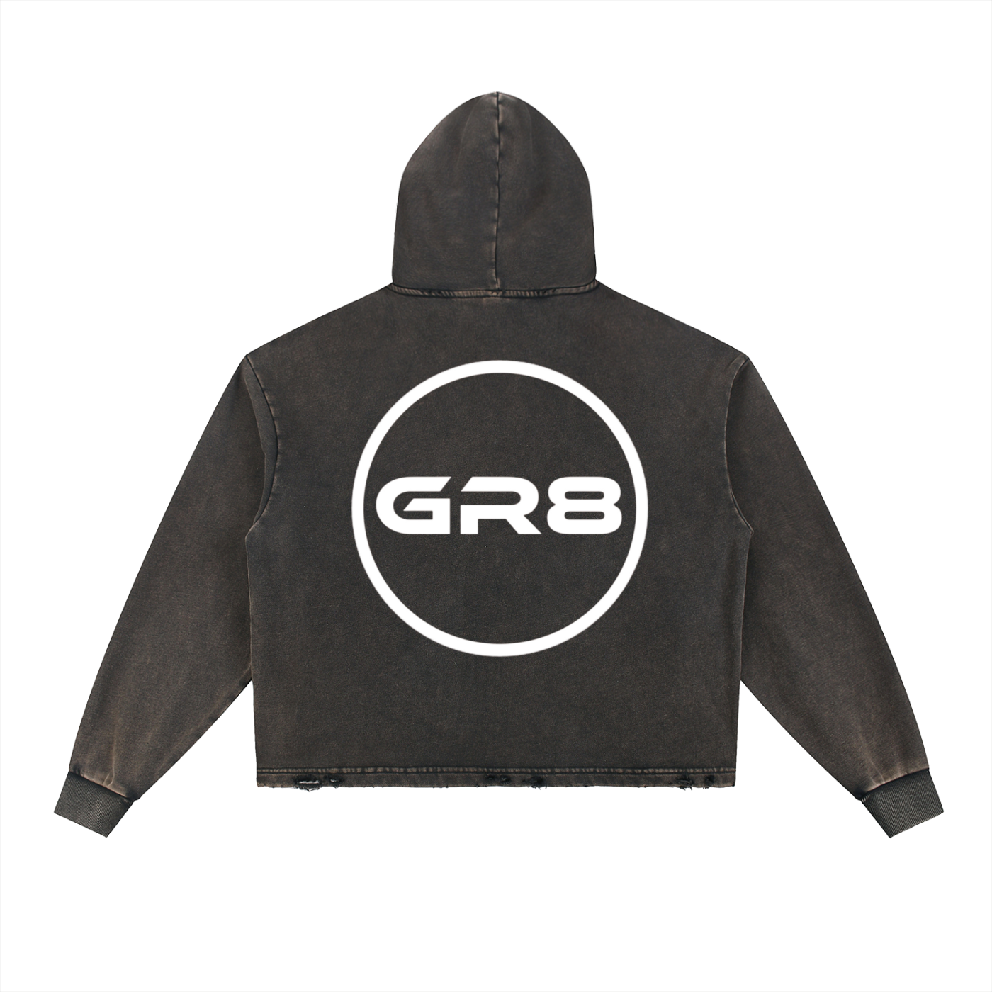 GR8 Unisex Vintage Washed Frayed-Hem Hoodie
