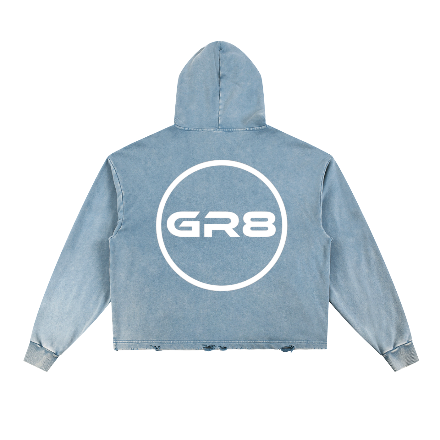 GR8 Unisex Vintage Washed Frayed-Hem Hoodie