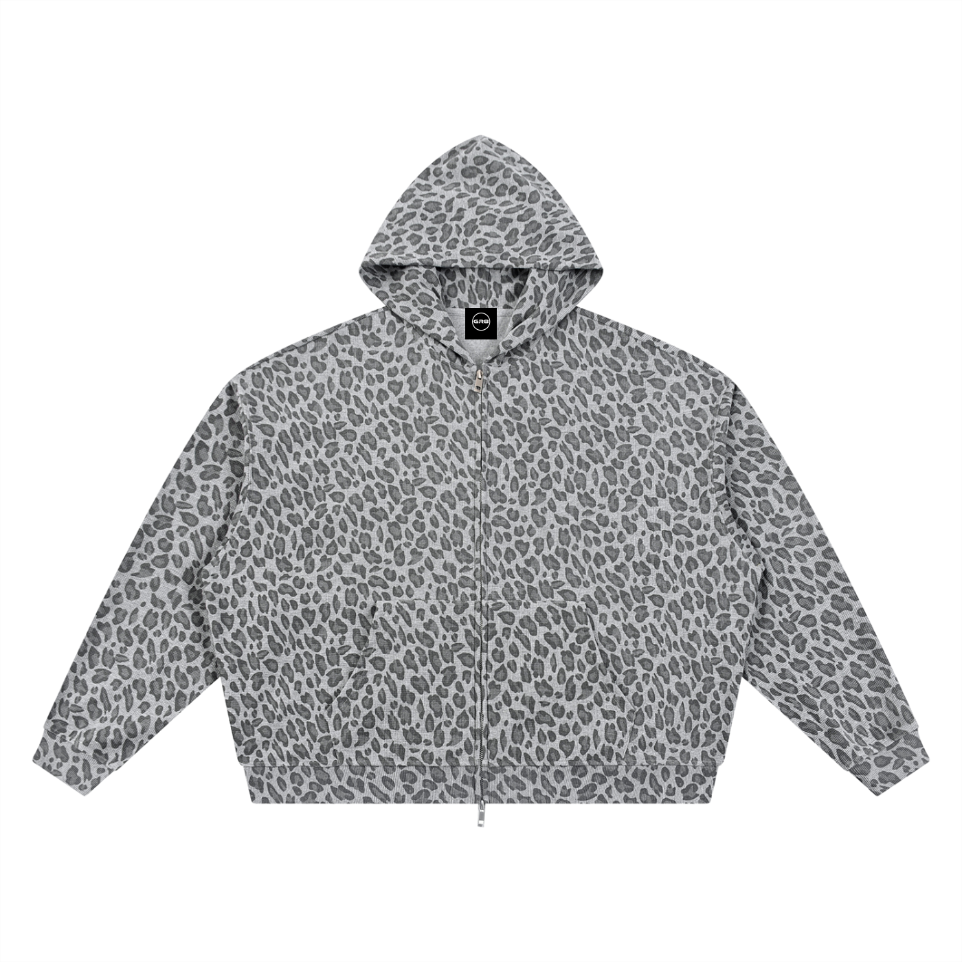 GR8 Unisex Leopard Print Waffle Full Zip Hoodie
