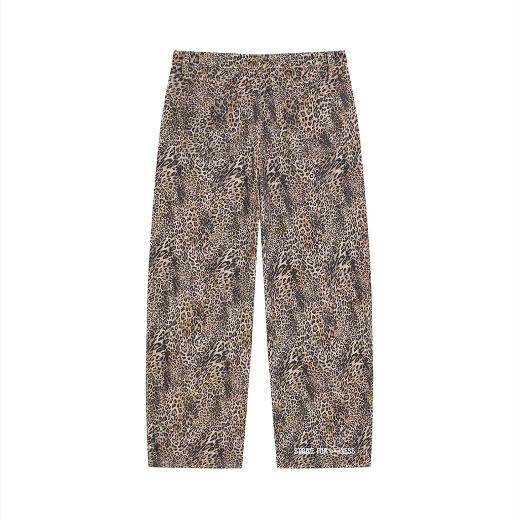 GR8 Unisex Vintage Wash Leopard Wide Leg Jeans