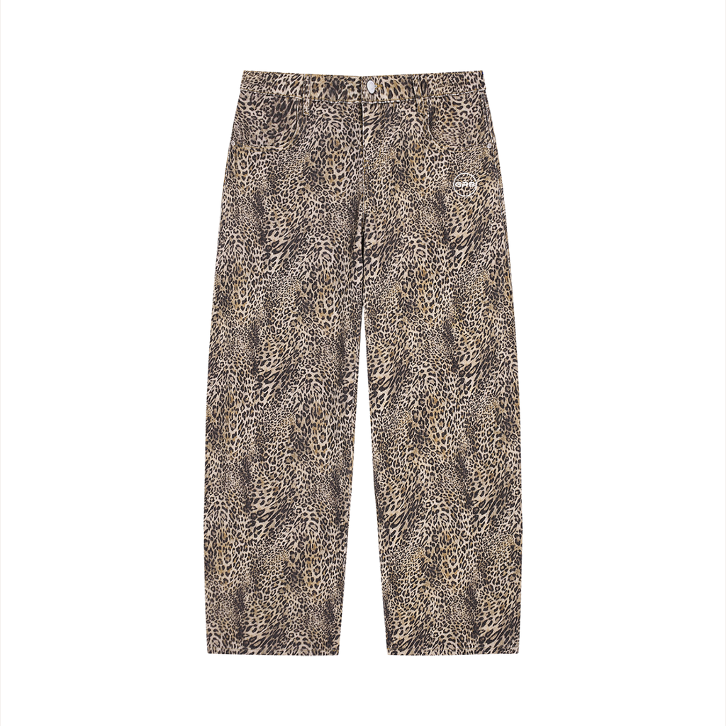GR8 Unisex Vintage Wash Leopard Wide Leg Jeans
