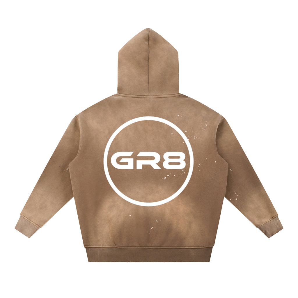 GR8 Unisex Vintage Washed Frayed Fleece Hoodie