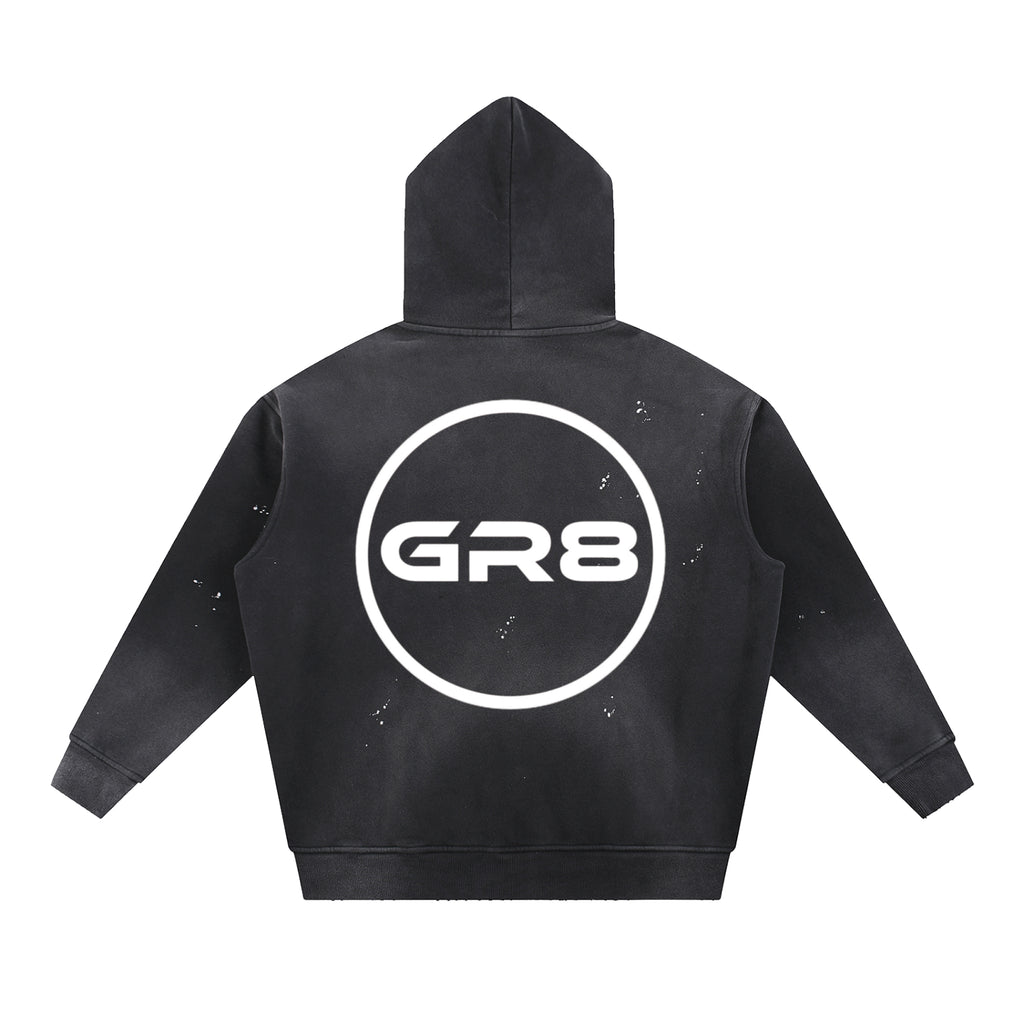 GR8 Unisex Vintage Washed Frayed Fleece Hoodie