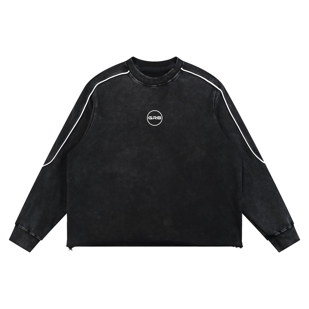GR8 Mineral Wash Piping Raw Hem Sweatshirt