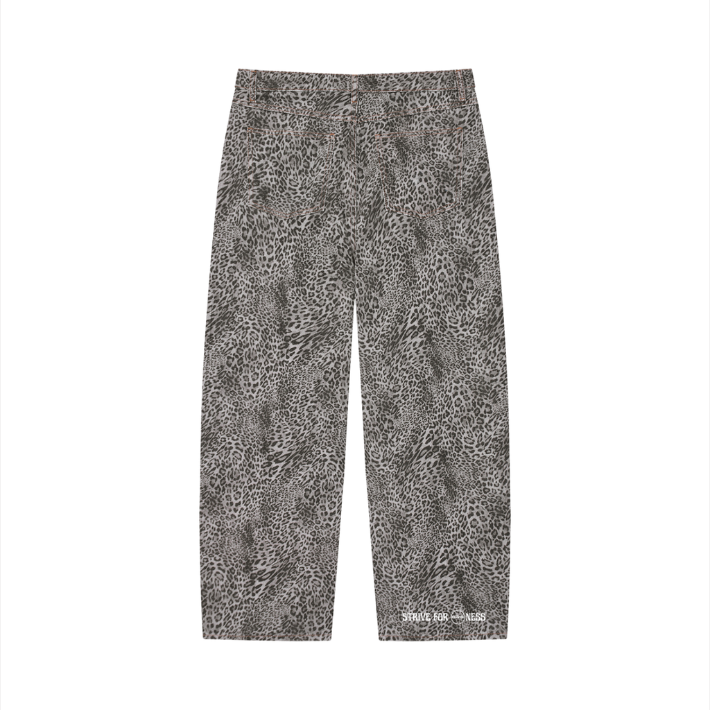 GR8 Unisex Vintage Wash Leopard Wide Leg Jeans