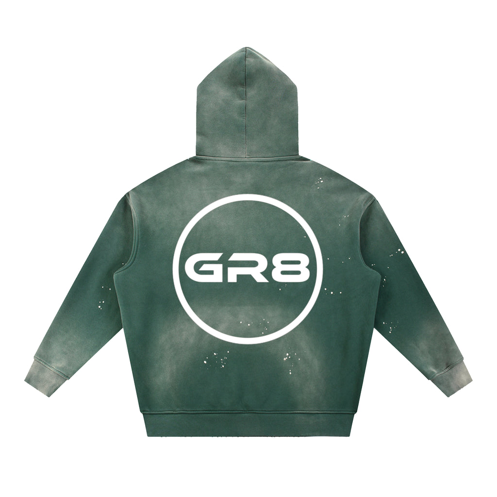 GR8 Unisex Vintage Washed Frayed Fleece Hoodie