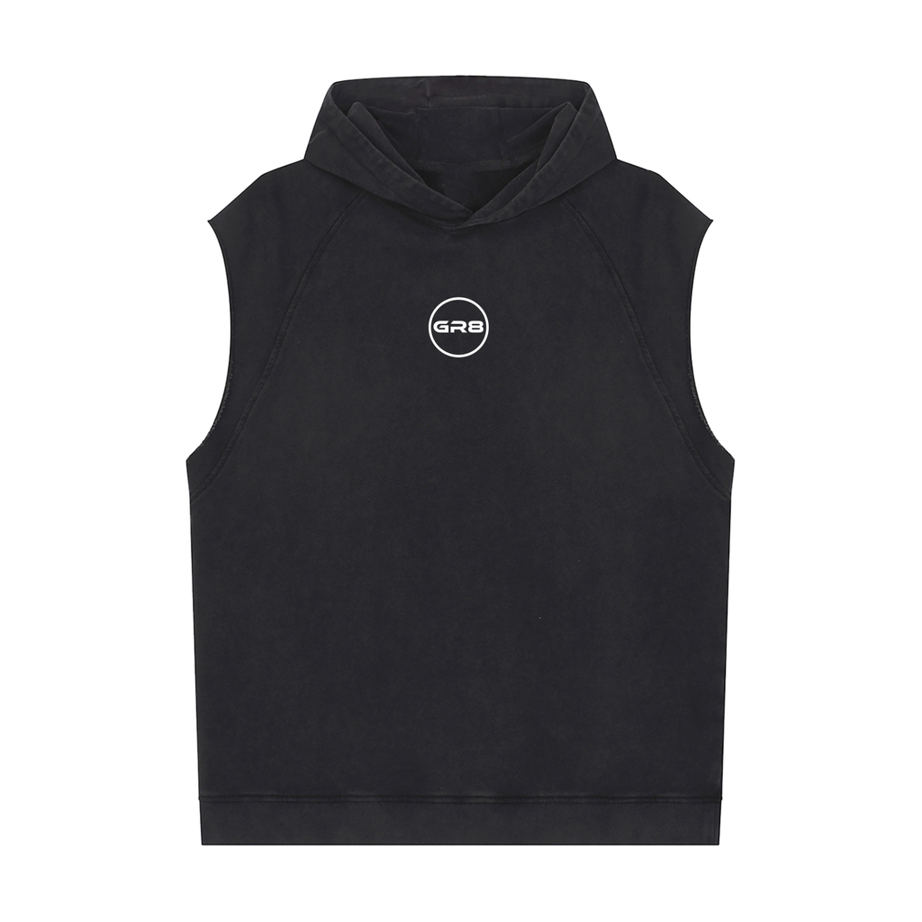 GR8 Mens Snow Washed Sleeveless Hoodie